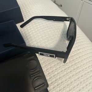 Dior Men’s Black Sunglasses with White Logo Plaque
